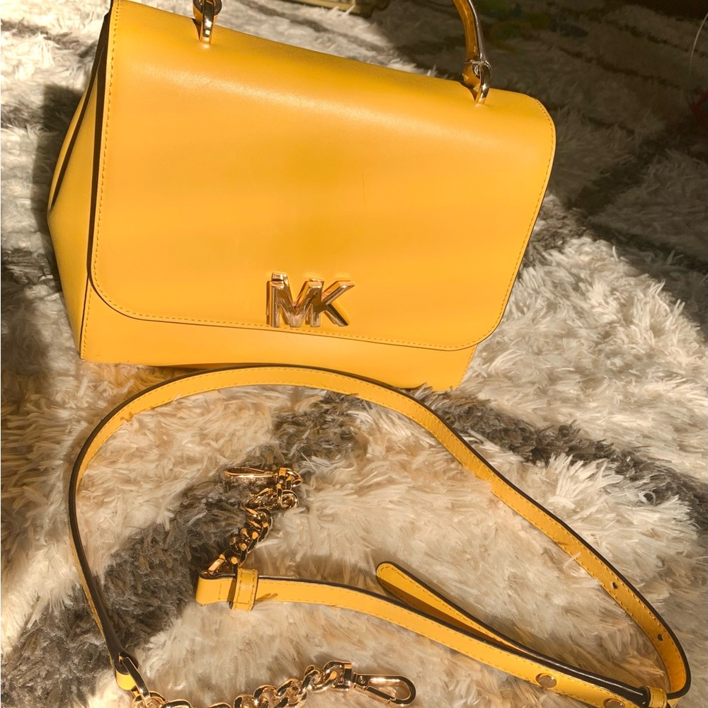 Michael Kors Yellow Handbag with Crossbody Strap